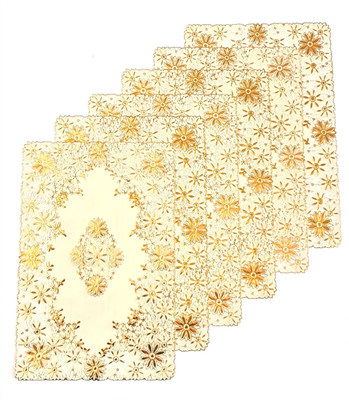 DELHI PVC CORP Rectangular Pack of 6 Table Placemat(Gold, PVC)