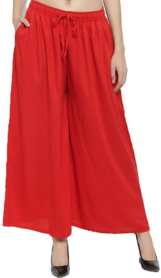 TNQ Flared Women Red Trousers