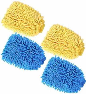 ZELLERIA Multipurpose House Car Glass LCD Cleaning Wet and Dry Glove Set Wet and Dry Glove Set(Medium Pack of 4)