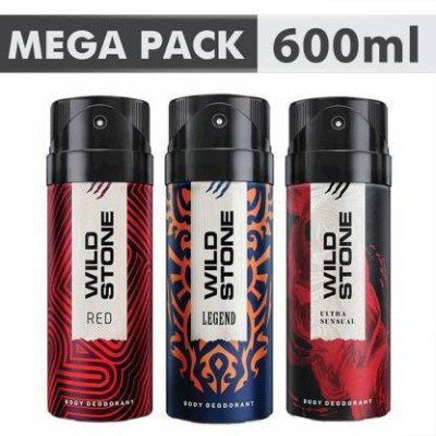 Wild Stone Ultra Sensual , Red & legend (200 ml Each) Deodorant Spray  -  For Men(600 ml, Pack of 3)