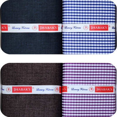JHABAK'S Polycotton Checkered, Self Design Shirt & Trouser Fabric