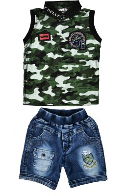 ZADMUS Boys Party(Festive) T-shirt Shorts(Green)