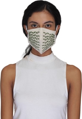 Anekaant Embroidered Fabric Fashion Mask ADM6003A Washable, Reusable Cloth Mask(White, Green, Free Size, Pack of 1)