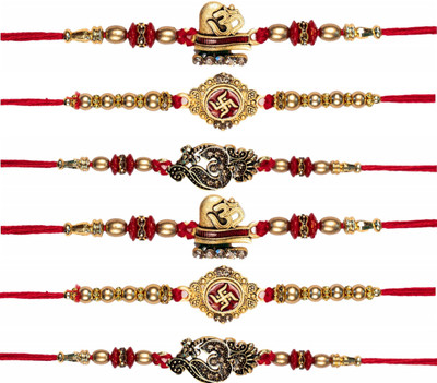 SG Creations Religious SGRKI035 Assorted Rakhi  Set(6 Rakhi)
