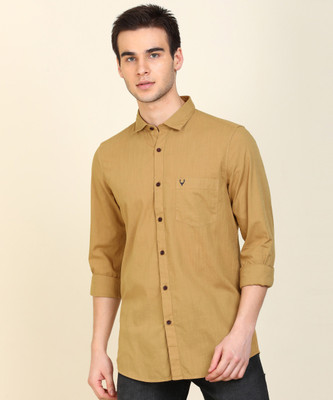 Allen Solly Men Solid Casual Khaki Shirt