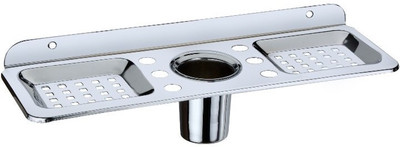 Xtreem Steel Shelf Three in One Soap Dish With ToothBrush Holder Wall Mounted(Silver)