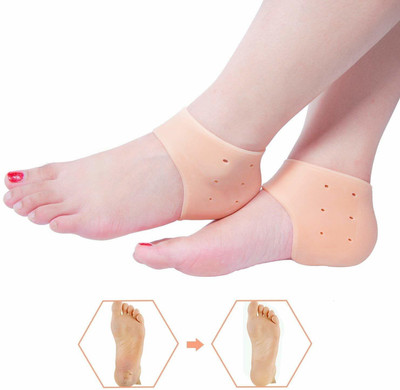 Rkzonn Heel Protector Fitting Footwear Silicon Heel Pad Support Pad for Men-Women Heel Support(Beige)