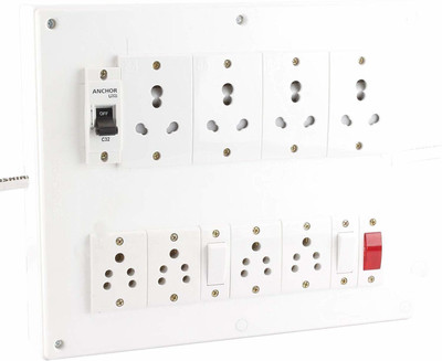 TAAJ Heavy Duty PVC Extension 2 switch 8  Socket Extension Boards(White, 1 m)