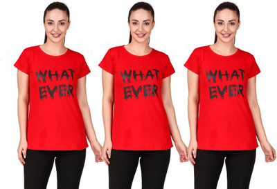 Fit N Fine Printed Women Round Neck Red T-Shirt
