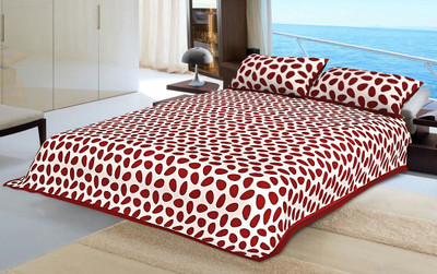 TWM 250 TC Cotton Double Printed Flat Bedsheet(Pack of 1, Dark Red)