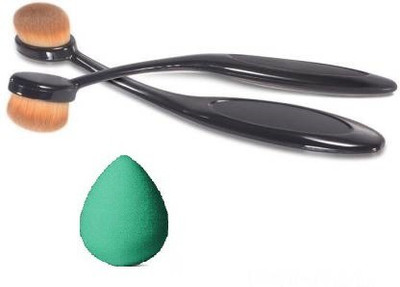 SKINPLUS Makeup Brush Oval + 1 sponge Puff(3 Items in the set)