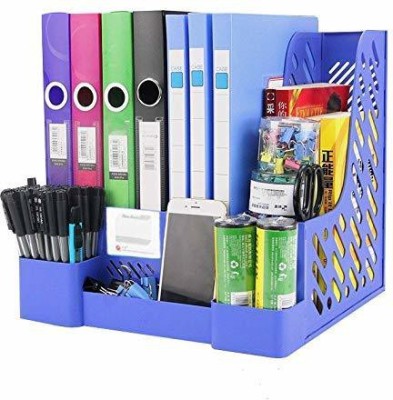 Bloriza 4 Compartments Plastic Desk oraganiser(Blue)