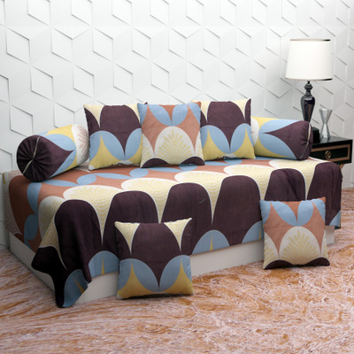 G-Trading Hub Polycotton Abstract Diwan Set(Beige)