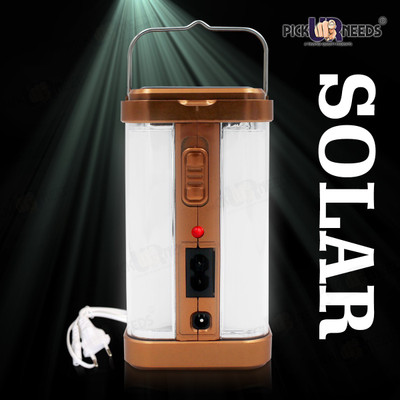 Make Ur Wish Solar Emergency Rechargeable home Light 4 Side Tube 10 hrs Lantern Emergency Light(Gold)