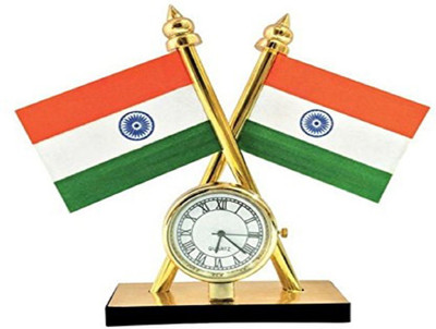 Devew Indian flag with watch Rectangle Car Dashboard Flag(Plastic, Polyester, Metal)