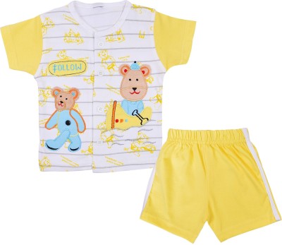 Wishkaro Baby Boys & Baby Girls Party(Festive) T-shirt Shorts(Yellow)