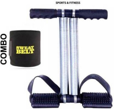 whinsy Combo Black Double Steel Spring with Sweat Belt Fitness Accessory Kit Kit