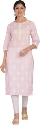 Jaipur Attire Women Printed Straight Kurta(Pink)