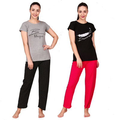 Trendy World Women Nighty Set(Multicolor)