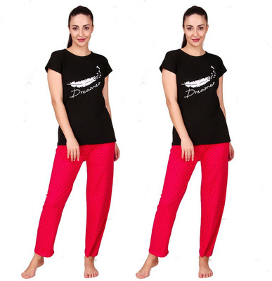 ANIXA Women Printed Multicolor Top & Pyjama Set
