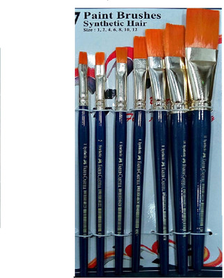faber castle Paint Brush Set - Flat, Pack of 7 ( navy blue)(Set of 7, Navy Blue)