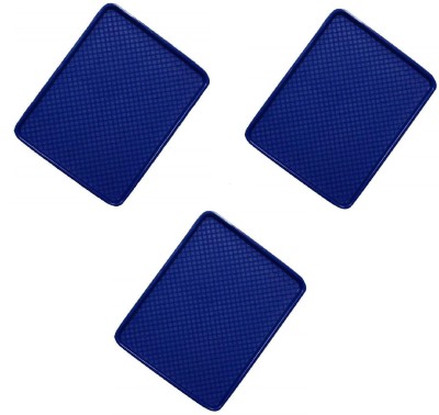 swift international 3 Blue Plastic Serving Tray Tray(Pack of 3, Microwave Safe)