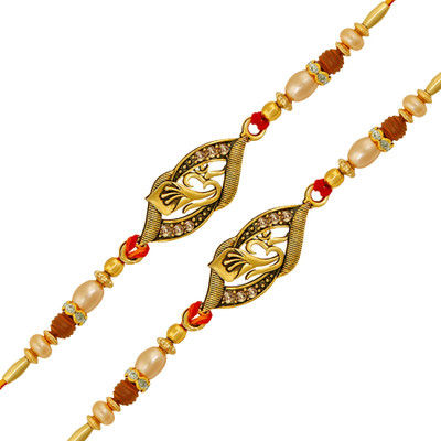 Om Jewells Thread CO1000341 Gold Finish Rakhi  Set(2)