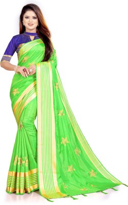 BHAKTI BHUSHAN CREATION Embroidered Bollywood Silk Blend, Pure Silk Saree(Light Green)