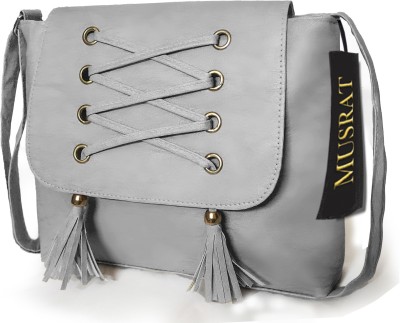 MUSRAT Grey Sling Bag Latest Trend Party Wear Handbag & Sling Bag with Adjustable Strap for Girls and Women's