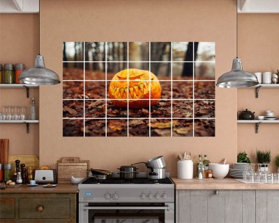 Crown Decals 80 cm Pumpkin King Face kitchen water,oil,Scretchproof/wallposter multicolor- kitchen wall covering area(80x50cm) Removable Sticker(Pack of 1)