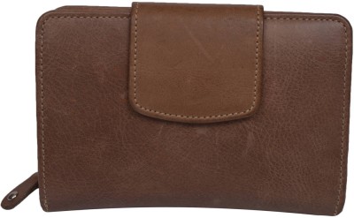 Leatherman Fashion Girls Brown Genuine Leather Wallet(14 Card Slots)