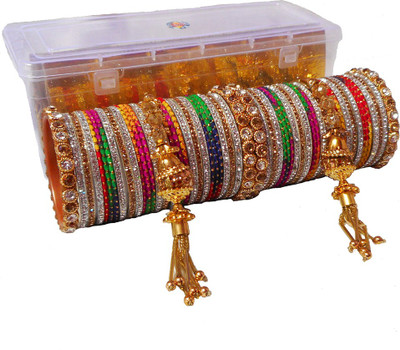 PRETTY GEMS Metal Zircon Bangle Set(Pack of 58)