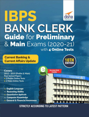 Ibps Bank Clerk Guide for Preliminary & Main Exams 2020-21 with 4 Online Tests(English, Paperback, unknown)