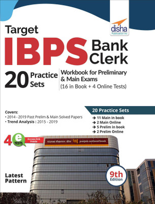 Target IBPS Bank Clerk 20 Practice Sets Workbook for Preliminary & Main Exams (16 in Book + 4 Online Tests) 9th Edition(Paperback, Disha Experts)