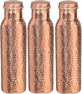 ENSURE Hammered Joint Free Leak Proof Copper Water Bottle, Pack of 3 1000 ml Bottle(Pack of 3, Copper, Copper)