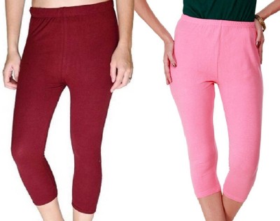 FeelBlue Women Maroon, Pink Capri