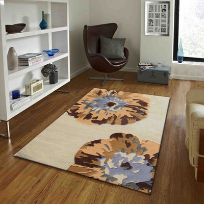 PRESTO Gold Wool Carpet(4 ft,  X 6 ft, Rectangle)