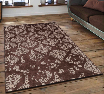 PRESTO Brown, Beige Wool Carpet(4 ft,  X 6 ft, Rectangle)