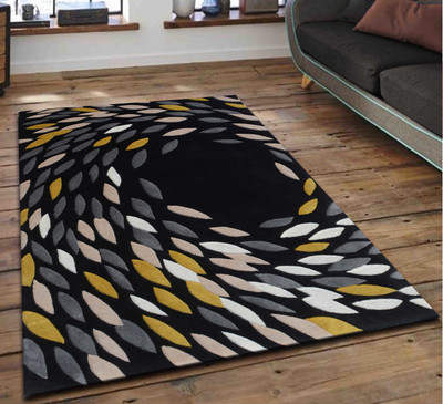 PRESTO Black Wool Carpet(3 ft,  X 5 ft, Rectangle)