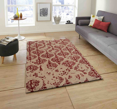 PRESTO Red, Beige Wool Carpet(4 ft,  X 6 ft, Rectangle)