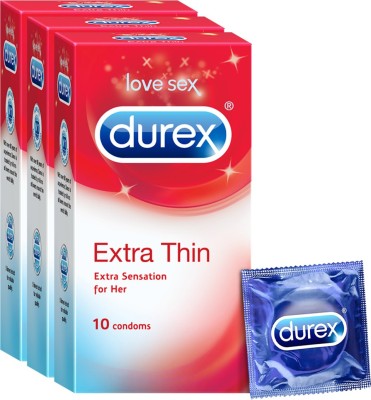 Durex Extra Thin Condom  (Set of 3, 30S)