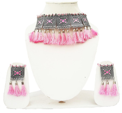 Fashion Factory Alloy Silver Silver, Pink Jewellery Set(Pack of 1)