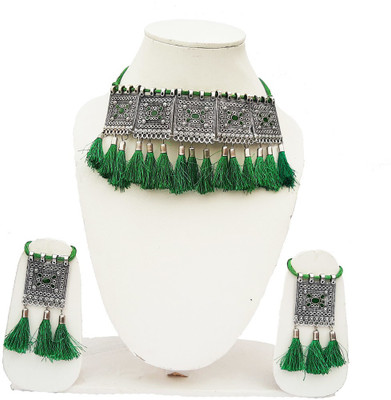 Shining Angel Alloy Silver, Green Jewellery Set(Pack of 1)