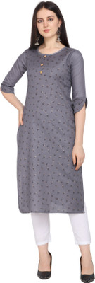 admyrin Women Printed Straight Kurta(Grey)