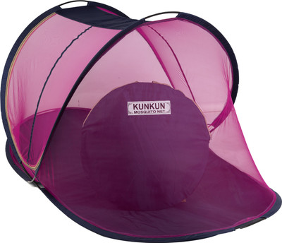 KUNKUN Polyester Adults Washable Folding Polyester Premium Quality For Single Bed Size Mosquito Net(Pink, Bed Box)