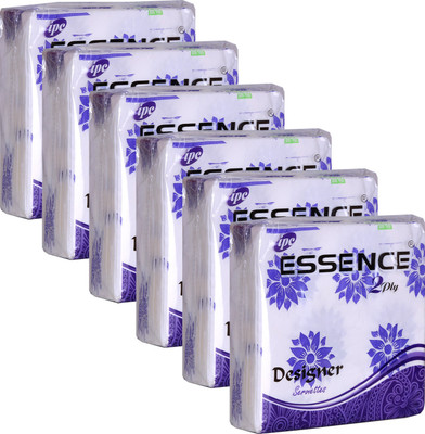 ESSENCE Tissue Paper Napkins 2 Ply Designs Printed Party Napkins Purple - 50 Serviettes (Pack of 6) Purple Paper Napkins(6 Sheets)