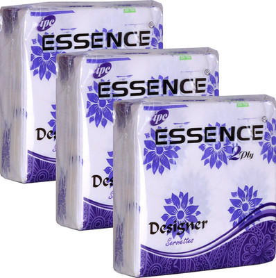 ESSENCE Tissue Paper Napkins 2 Ply Designs Printed Party Napkins Purple - 50 Serviettes (Pack of 3) Purple Paper Napkins(3 Sheets)