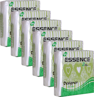ESSENCE Tissue Paper Napkins 2 Ply Designs Printed Party Napkins Green - 50 Serviettes (Pack of 6) Green Paper Napkins(6 Sheets)
