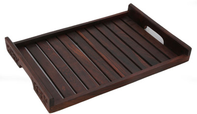 Hanwood Sheesham Wood Side Carved (Size: 13x9 inch) Tray(Tray)