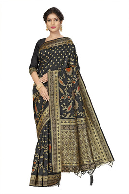 manvaa Woven Banarasi Silk Blend Saree(Black)